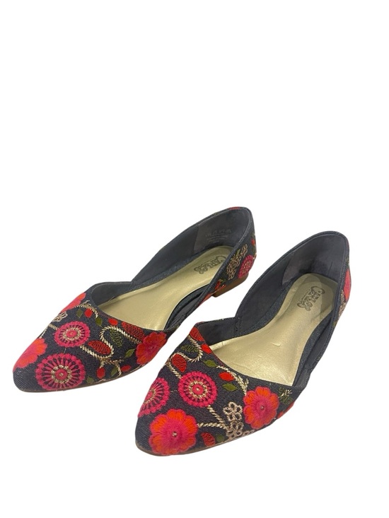 Carlos by Carlos Santana Shoes - Carlos by Carlos Santana Skye Floral Pointed Toe Women’s Flats - Red/Navy